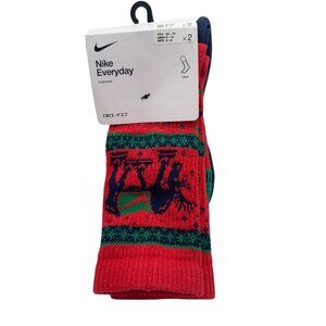 Nike Everyday Dri-Fit Cushioned Christmas Crew Socks 2-Pack For Men & Women